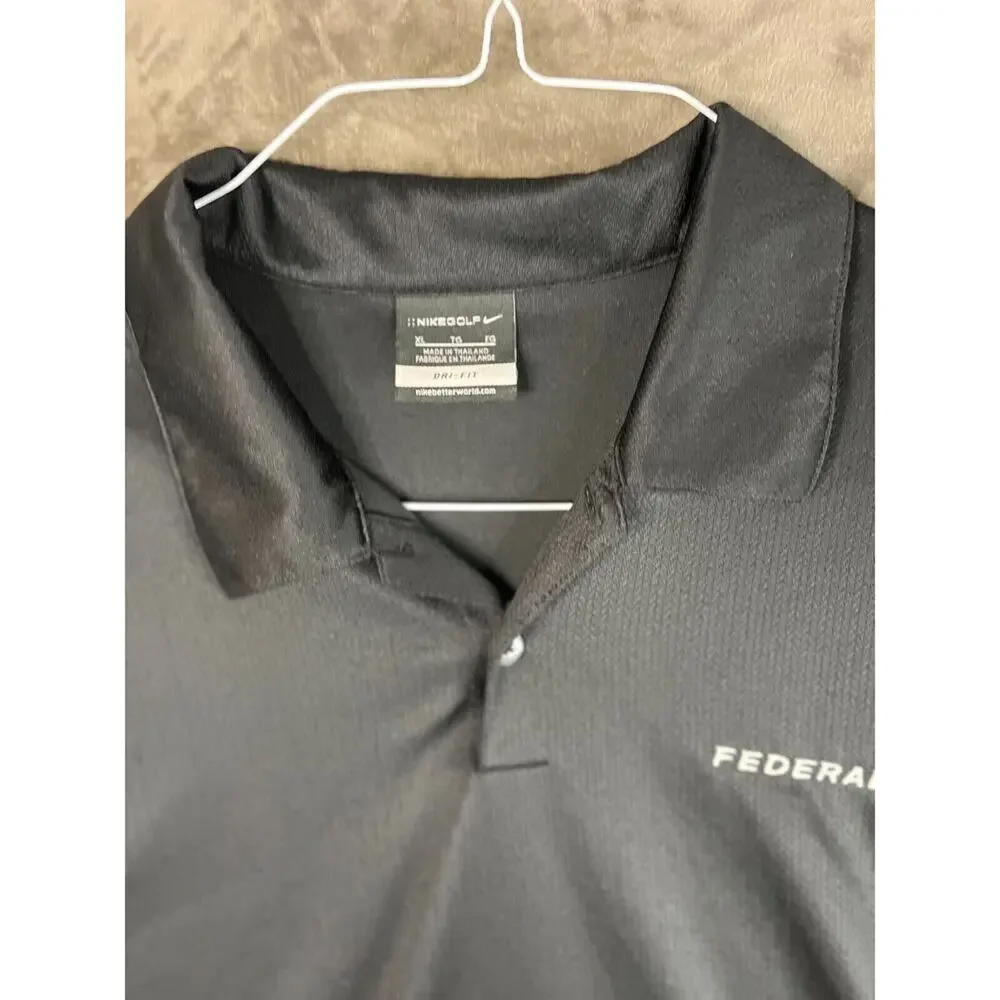 Nike‎ Golf Dri Fit Men’s XL Polo Shirt Black Polyester The Federal Ammo Logo